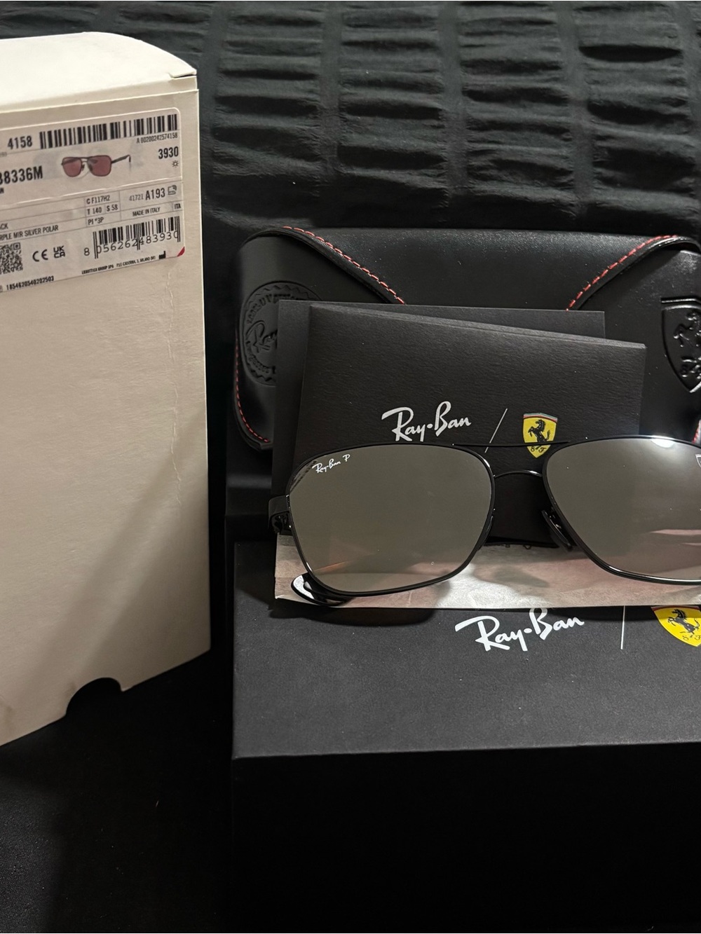 Ferrari Men’s Black Frame Sunglasses with Gray Lenses